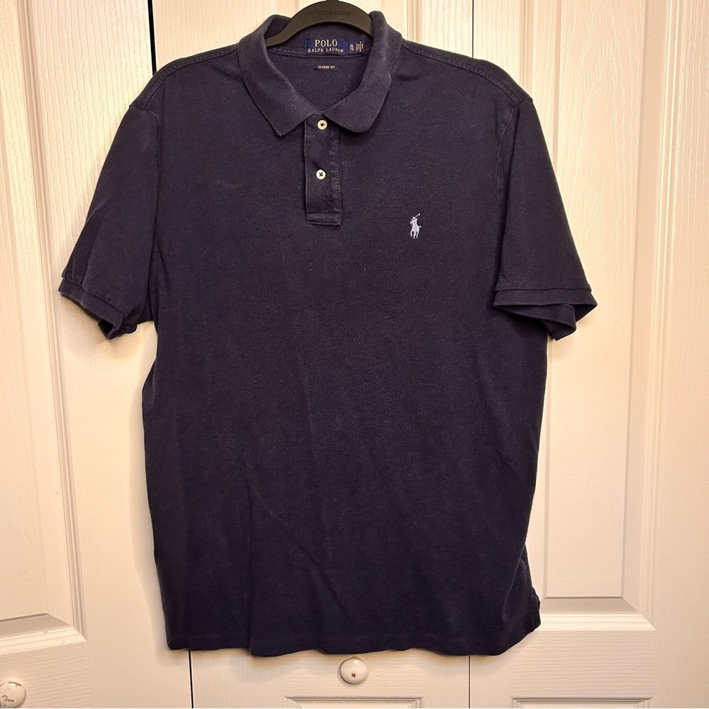 Polo Ralph Lauren Polo Shirt Men XL Blue Short Sleeve Collared Pony Logo‎ Cotton